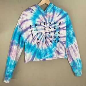 Friends Television Series Youth Girl Tie Dye Cropped Hoodie Sweater Size Large